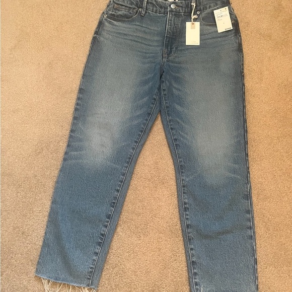 Good American Good Girlfriend Jeans – Size 10/30 – Blue Raw Hem - Picture 4 of 5